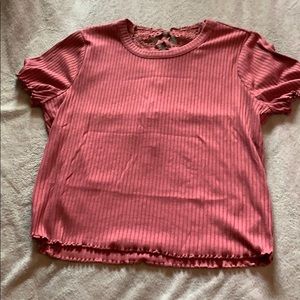 Ribbed Lace Back Crop Top